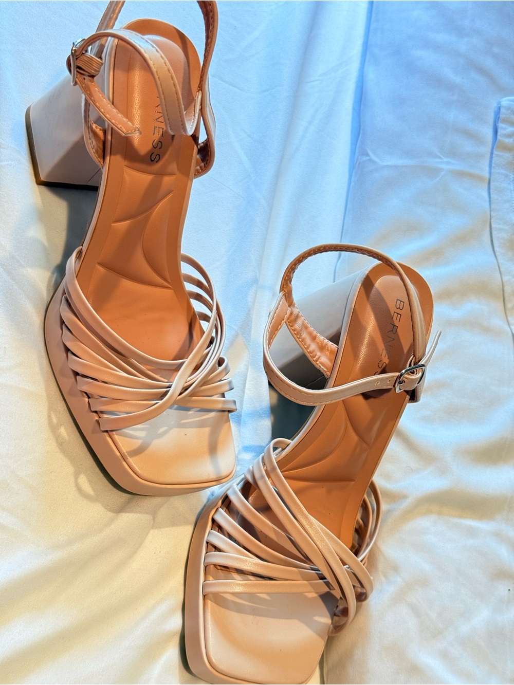 BearPaw Blush Strappy Block Heel Sandals with Ankle Strap